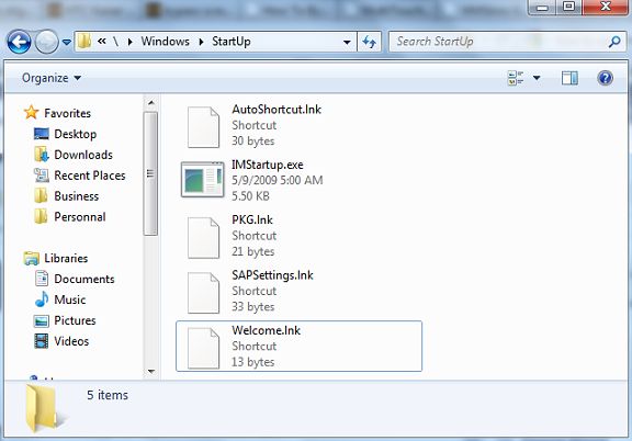 WindowsStartup Folder, Windows Mobile 6.5