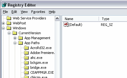 The Windows Registry Editor and the App Path key